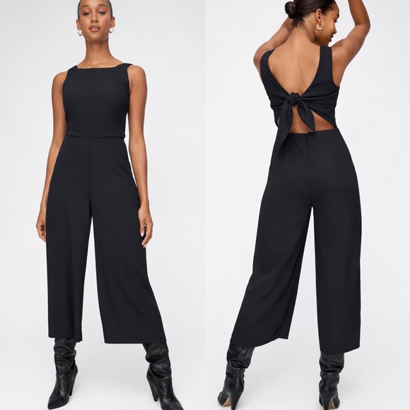 ARITZIA | Wilfred Écoulement Tie Back Sleeveless Jumpsuit in Black, Size 2 - Picture 1 of 15